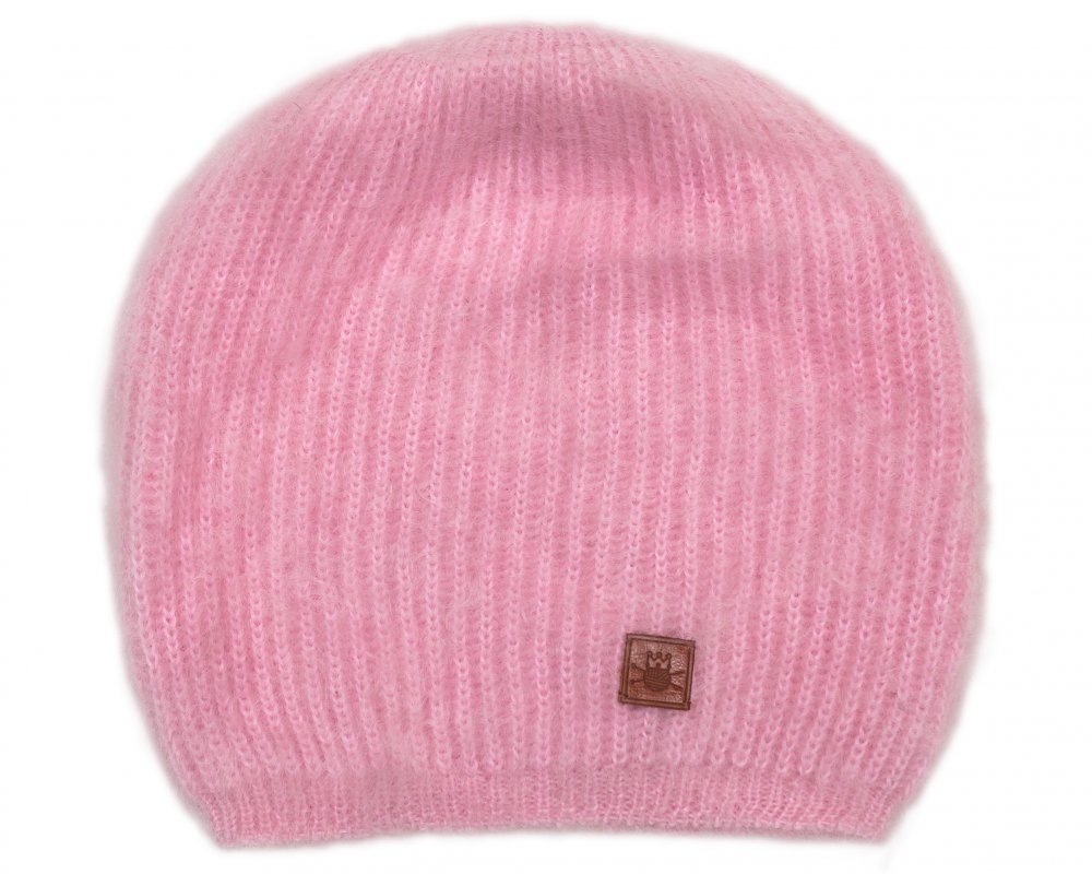 шапка из розового мохера