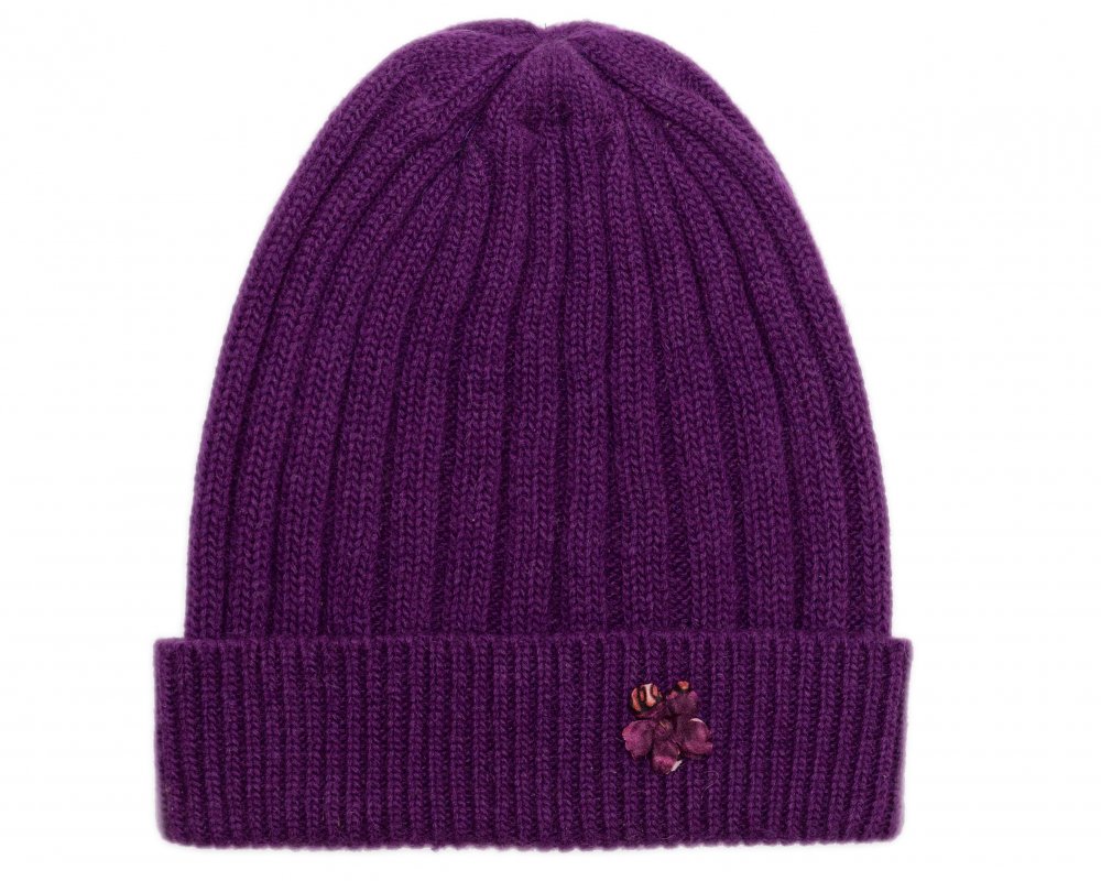 фиолетовая трикотажная шапка из кашемира