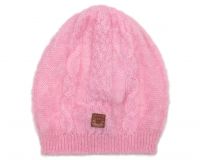 шапка с косичками из розового мохера женские шапки мохер розовая