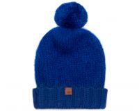шапка ультрамарин с помпоном женские шапки мохер синяя